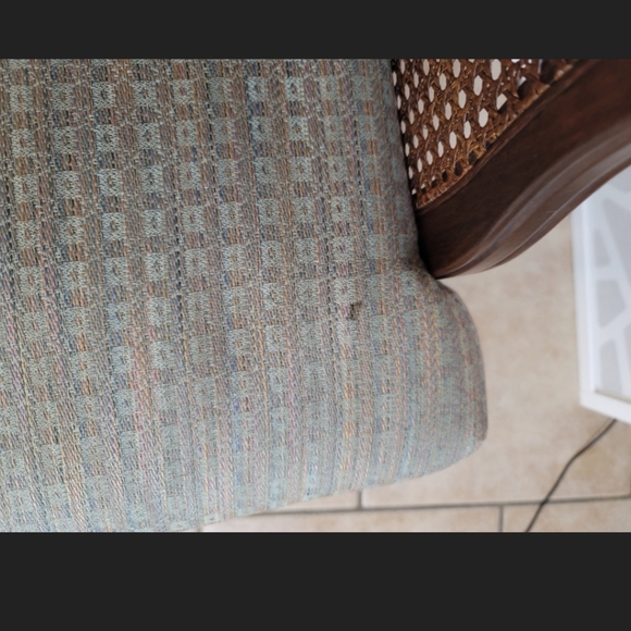 Wicker Sided Accent Chair, Queen Ann High Back with Woven Natural Rattan Sides, - Picture 9 of 10